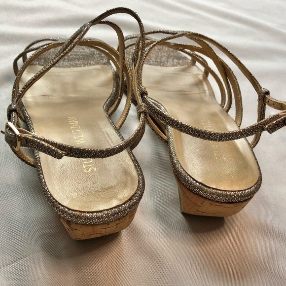 Stuart Weitzman Turning Down Wedge Glitter Sandal - Picture 5 of 10